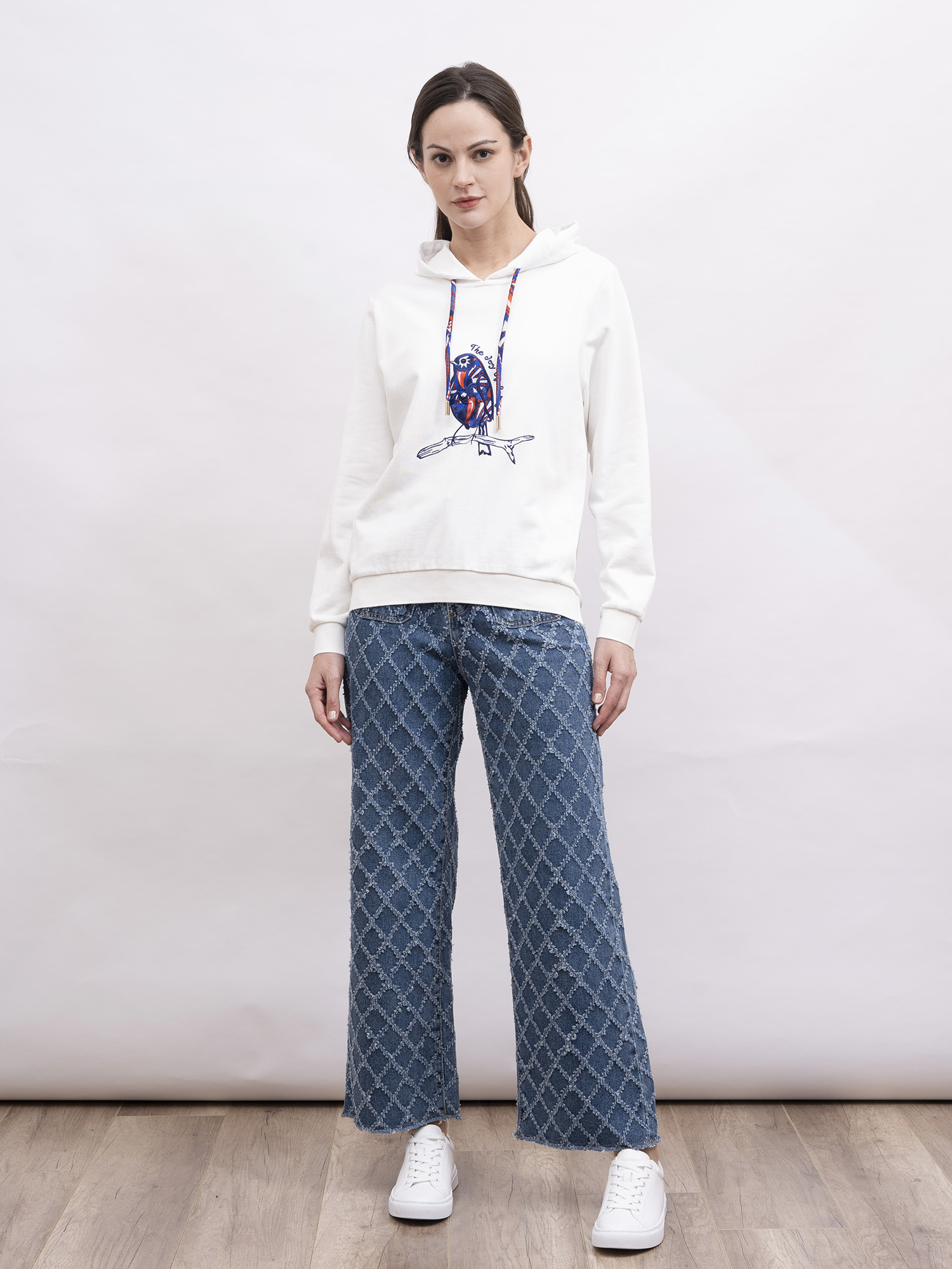 mi-tu 印花刺繡連帽衛衣