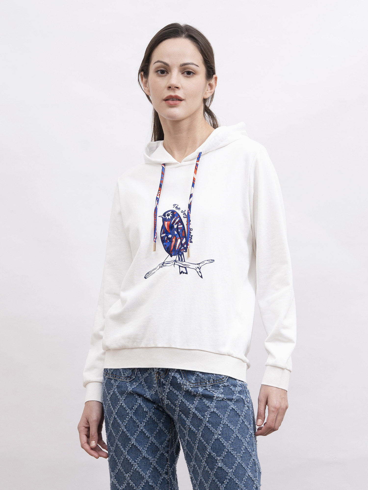 mi-tu 印花刺繡連帽衛衣