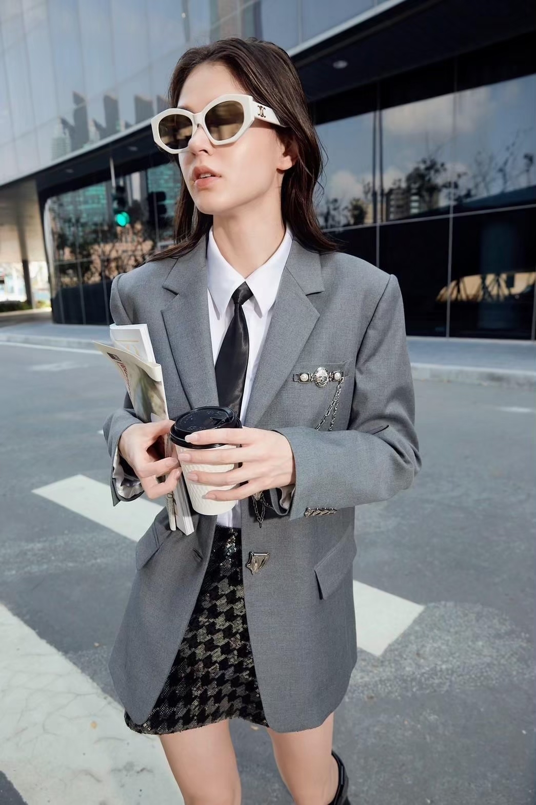 BD15005D1 混色灰彈性羊毛正裝(附鍊條)