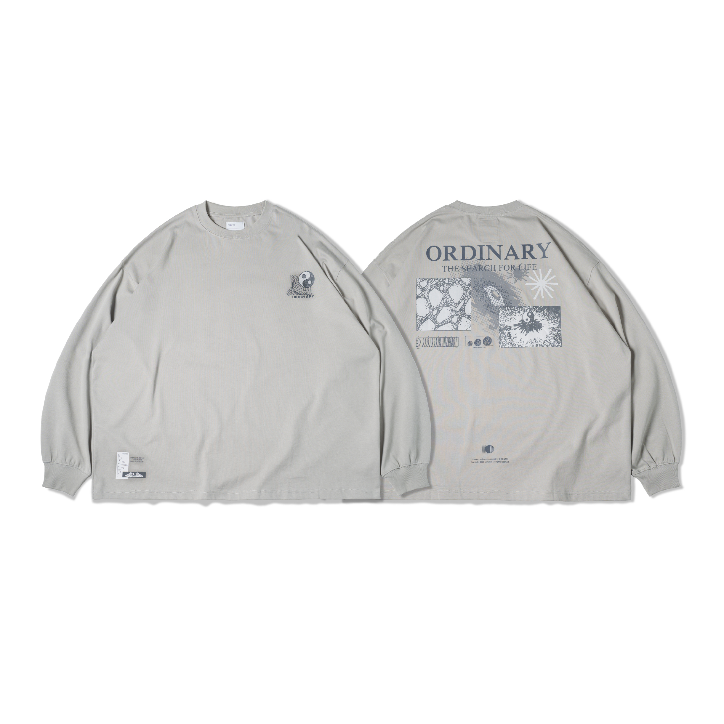 ORDINARY / AI-CHI COSMOS LONG TEE 太極宇宙主題長TEE - 沙色, 炭灰色