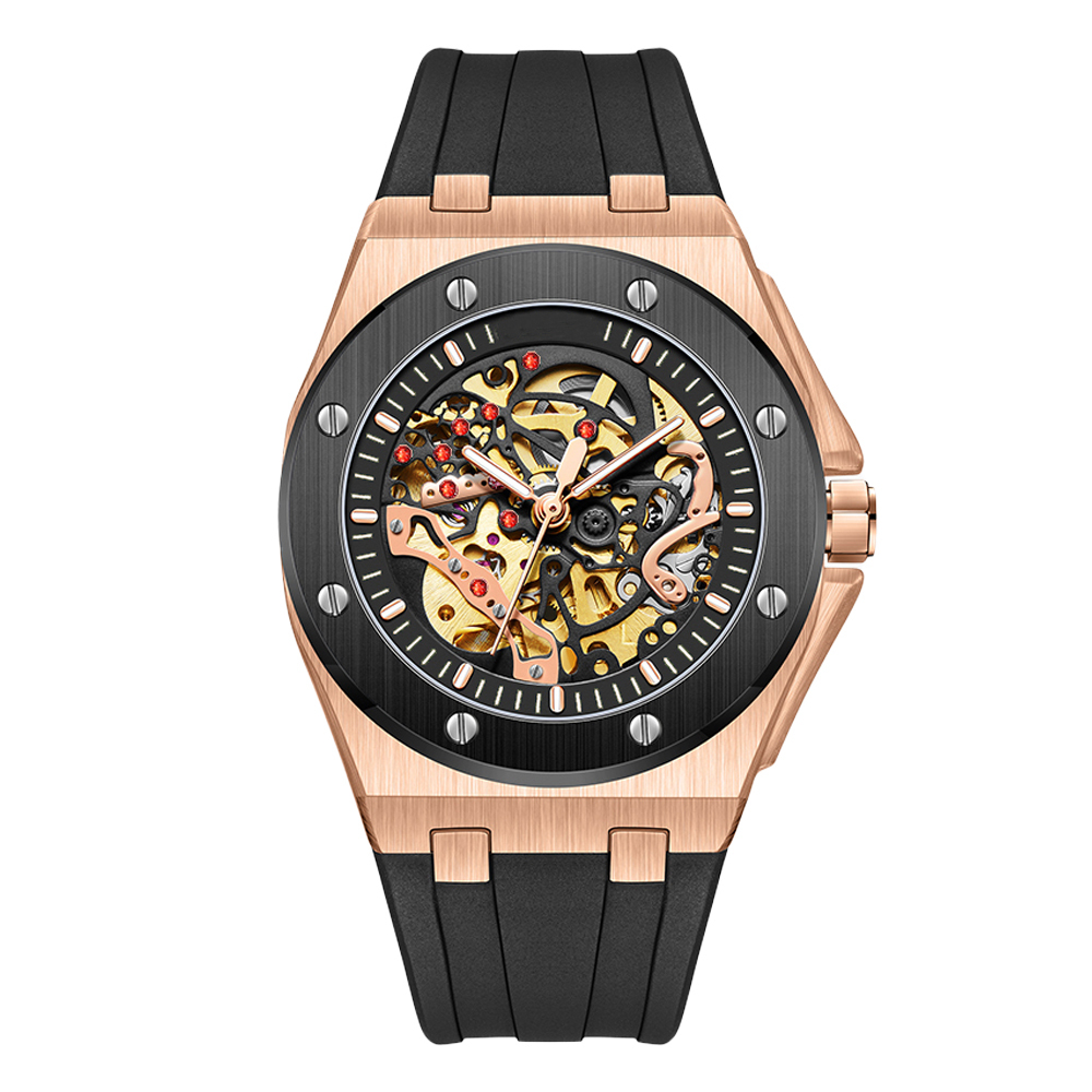 【BACHMANN 貝爾曼】3834 晶鑽 鏤空 夜光 機械 手錶 男錶-