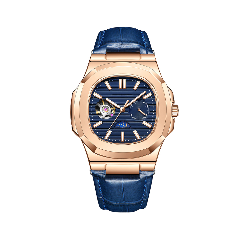 【BACHMANN 貝爾曼】 3855 日月星辰 鸚鵡螺 時分秒 夜光 英倫紳士 機械錶 腕錶 手錶-