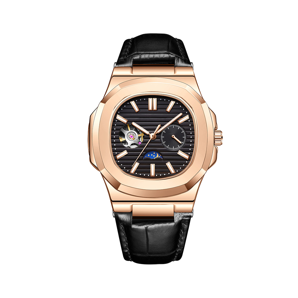 【BACHMANN 貝爾曼】 3855 日月星辰 鸚鵡螺 時分秒 夜光 英倫紳士 機械錶 腕錶 手錶-