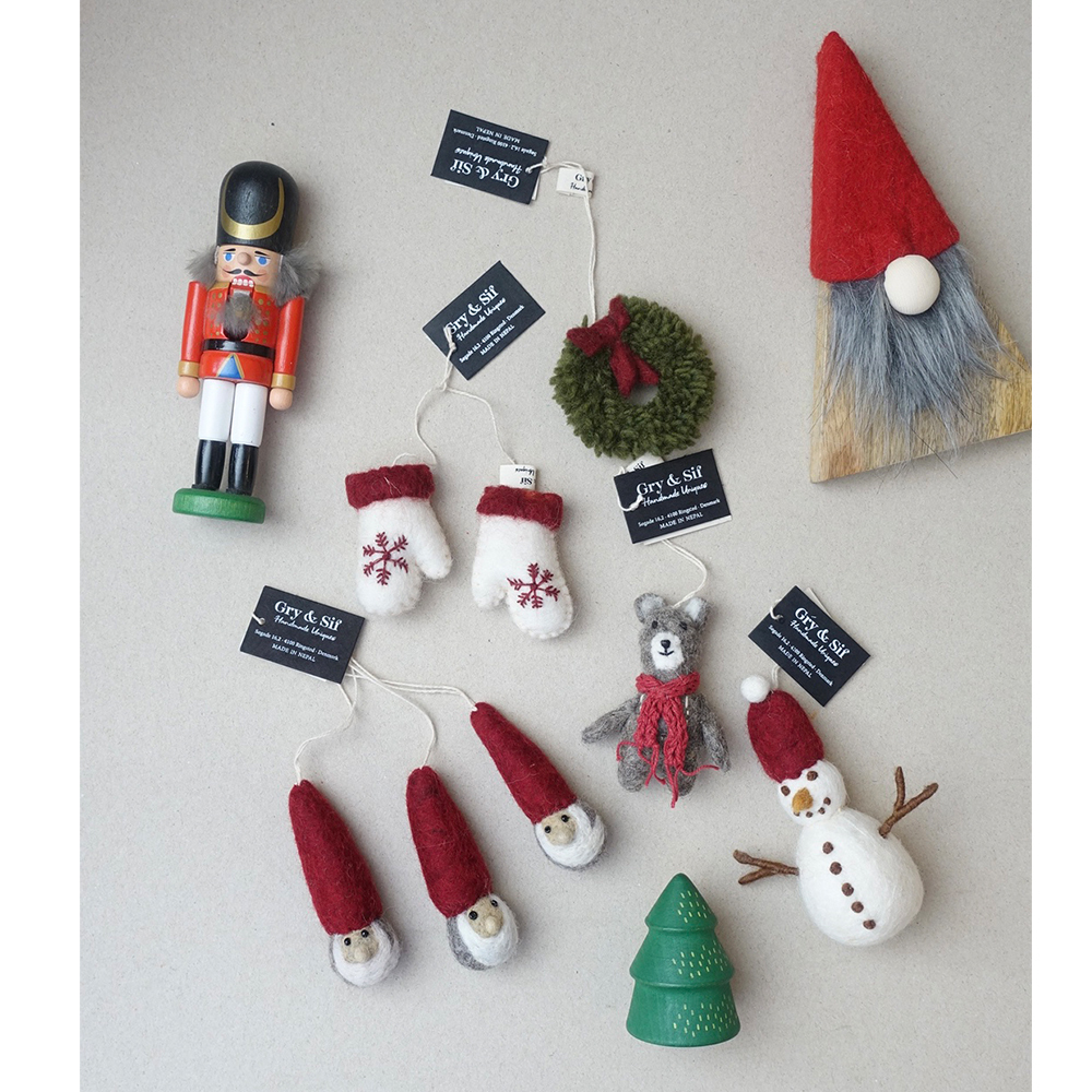 丹麥Gry&Sif 聖誕掛飾-Mittens-White(11724)