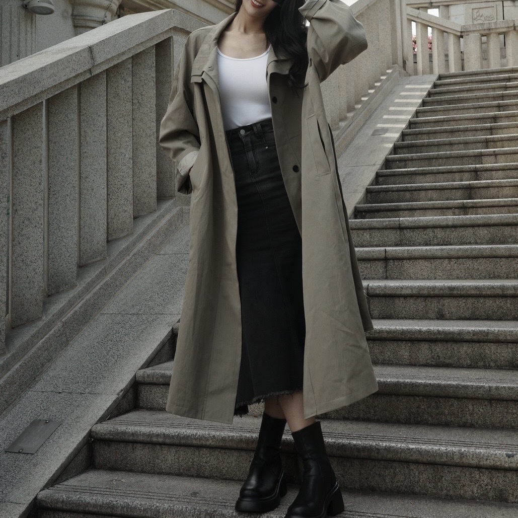 繭形袖設計風衣外套