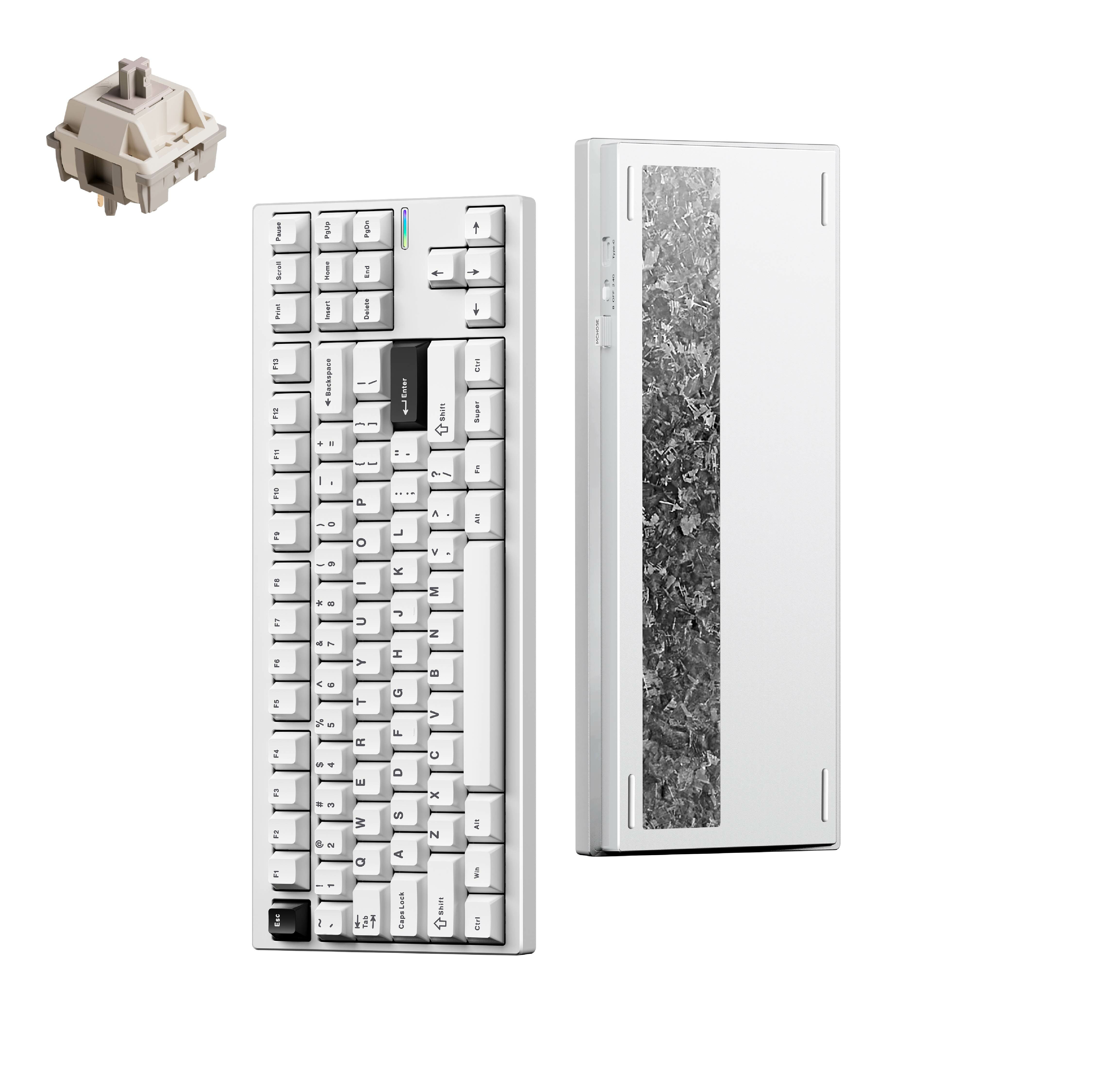 MCHOSE GX87 Ultra RGB 鍵盤 - 電泳白/陽極銀/陽極黑 (復古白軸)