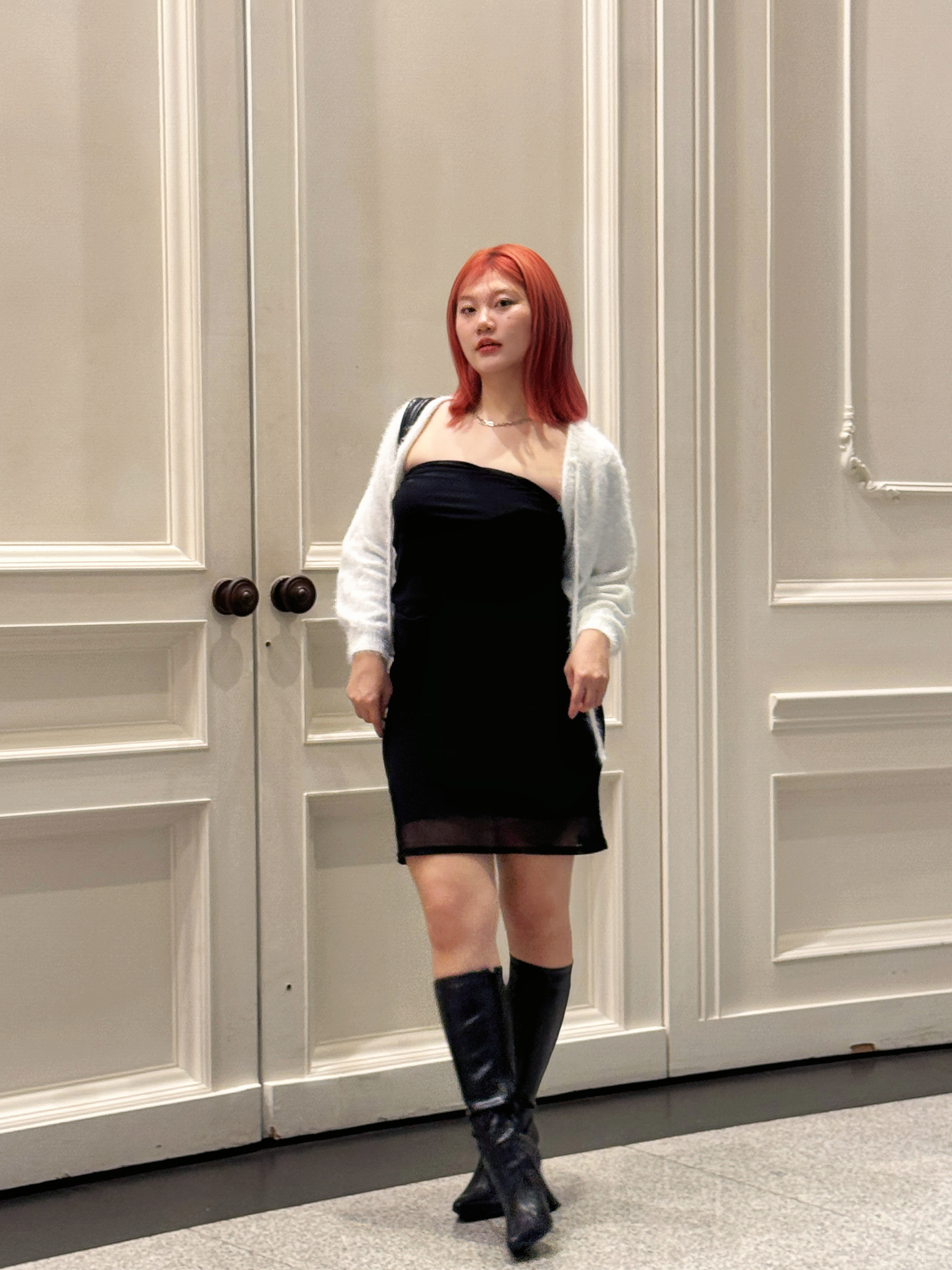 D8彈彈透透 兩穿紗網彈力包臀裙