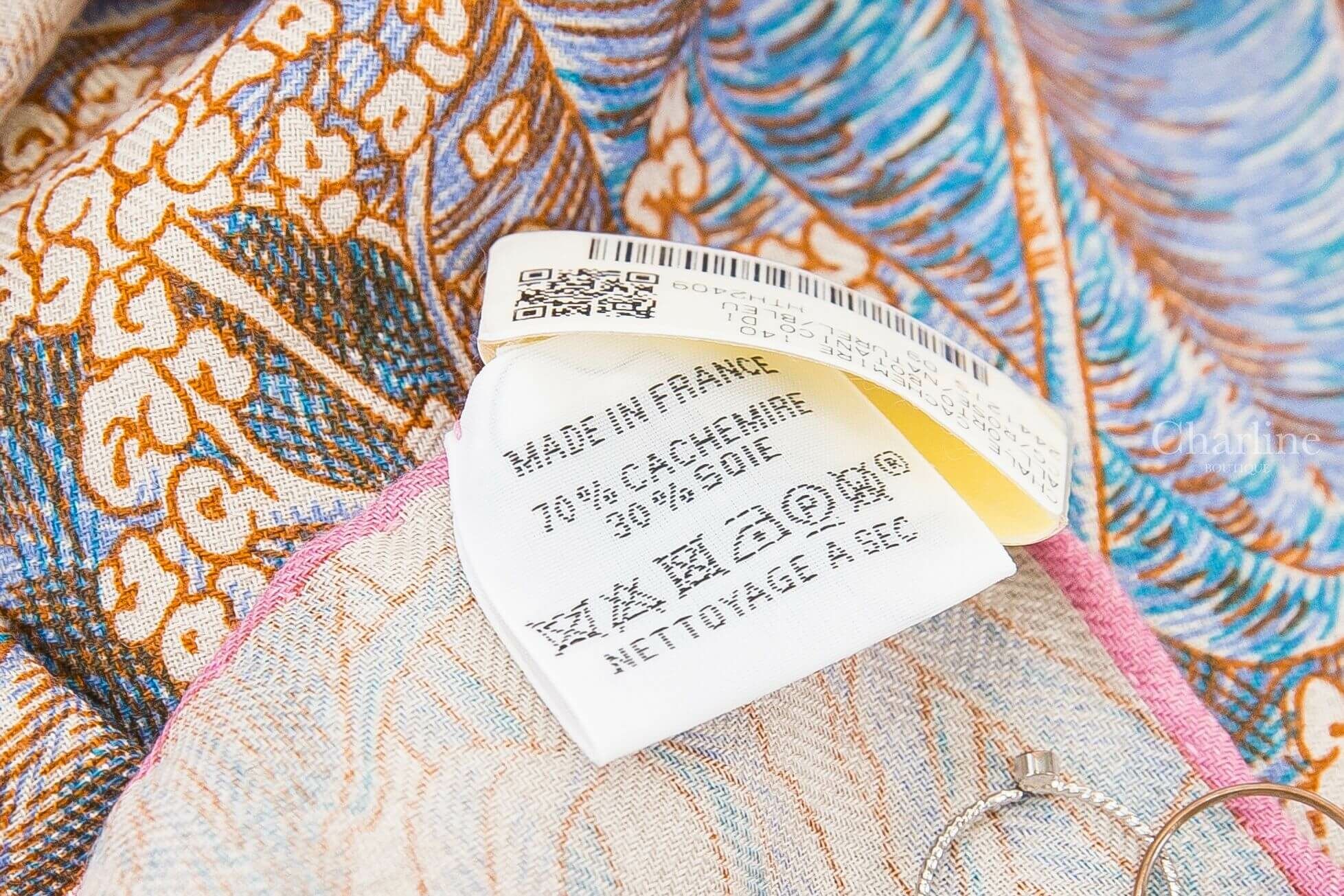 Hermès All'orto Botanico Di Palermo Shawl 140 玫瑰色/自然色/藍色花卉森林喀什米爾真絲披肩-Charline Boutique 精品代購