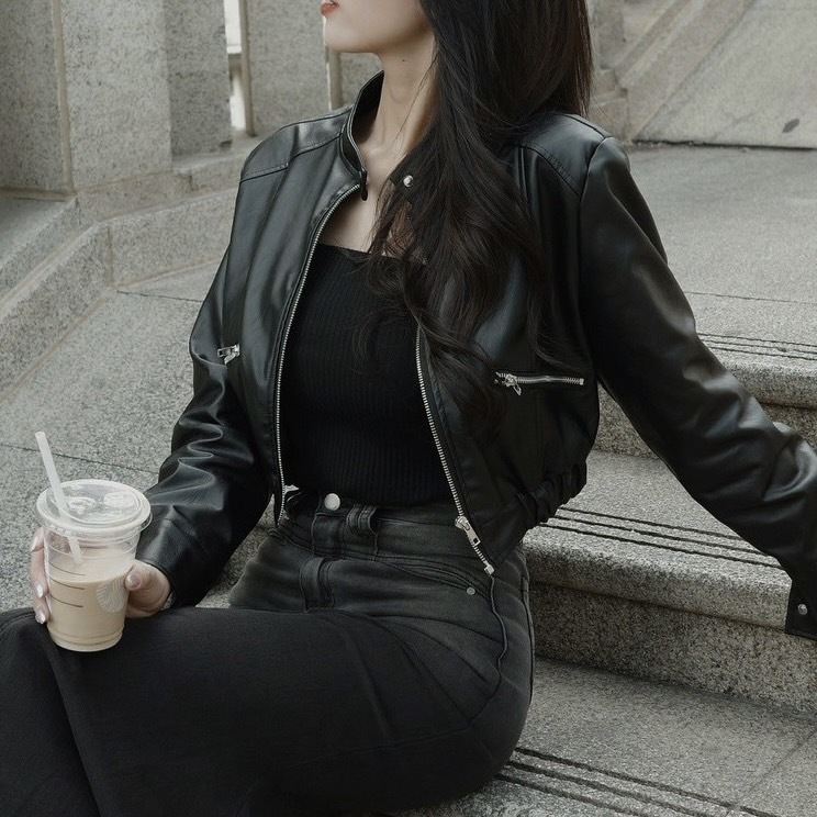 率性短版皮外套