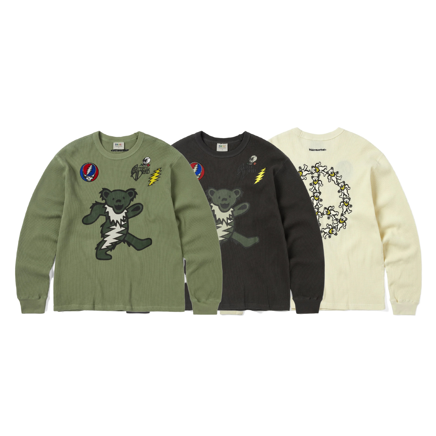 【車庫服飾】thisisneverthat Grateful Dead GD Peace Bears Waffle LS Top