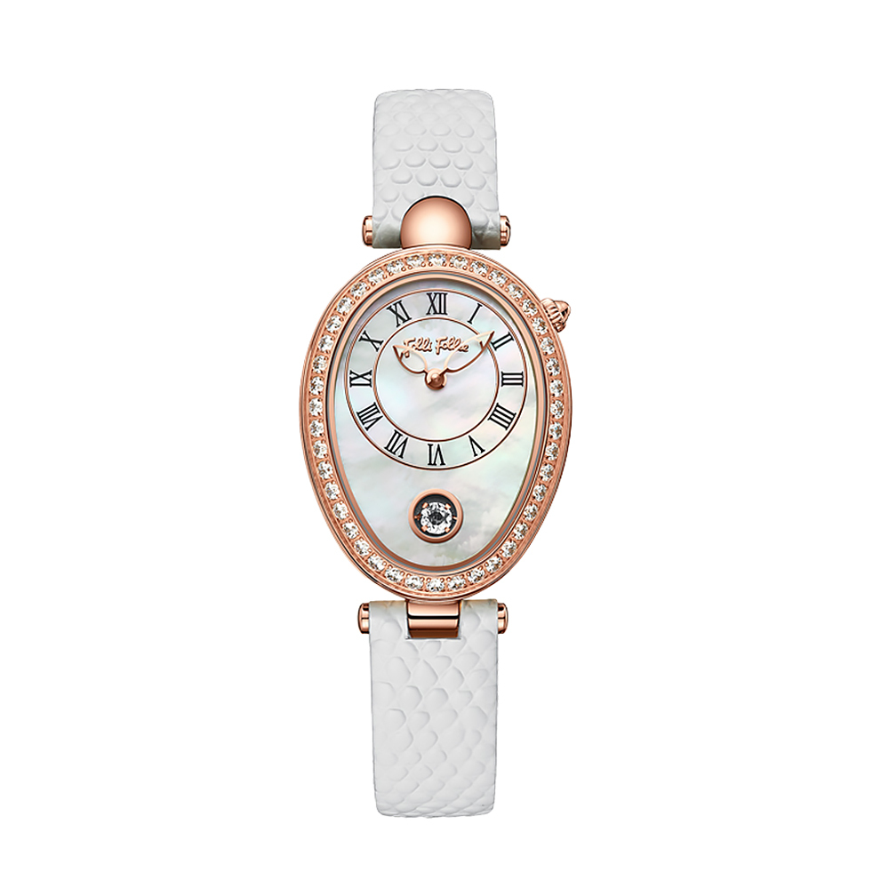 【Folli Follie芙麗芙麗】WF22B001WPE 跳動鋯石鑲嵌錶盤 珍珠母貝錶盤 晶鑽 手錶 (附贈官方品牌手鐲)