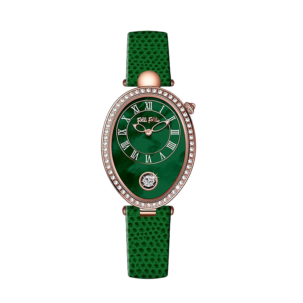 【Folli Follie芙麗芙麗】WF22B001WPE 跳動鋯石鑲嵌錶盤 珍珠母貝錶盤 晶鑽 手錶 (附贈官方品牌手鐲)