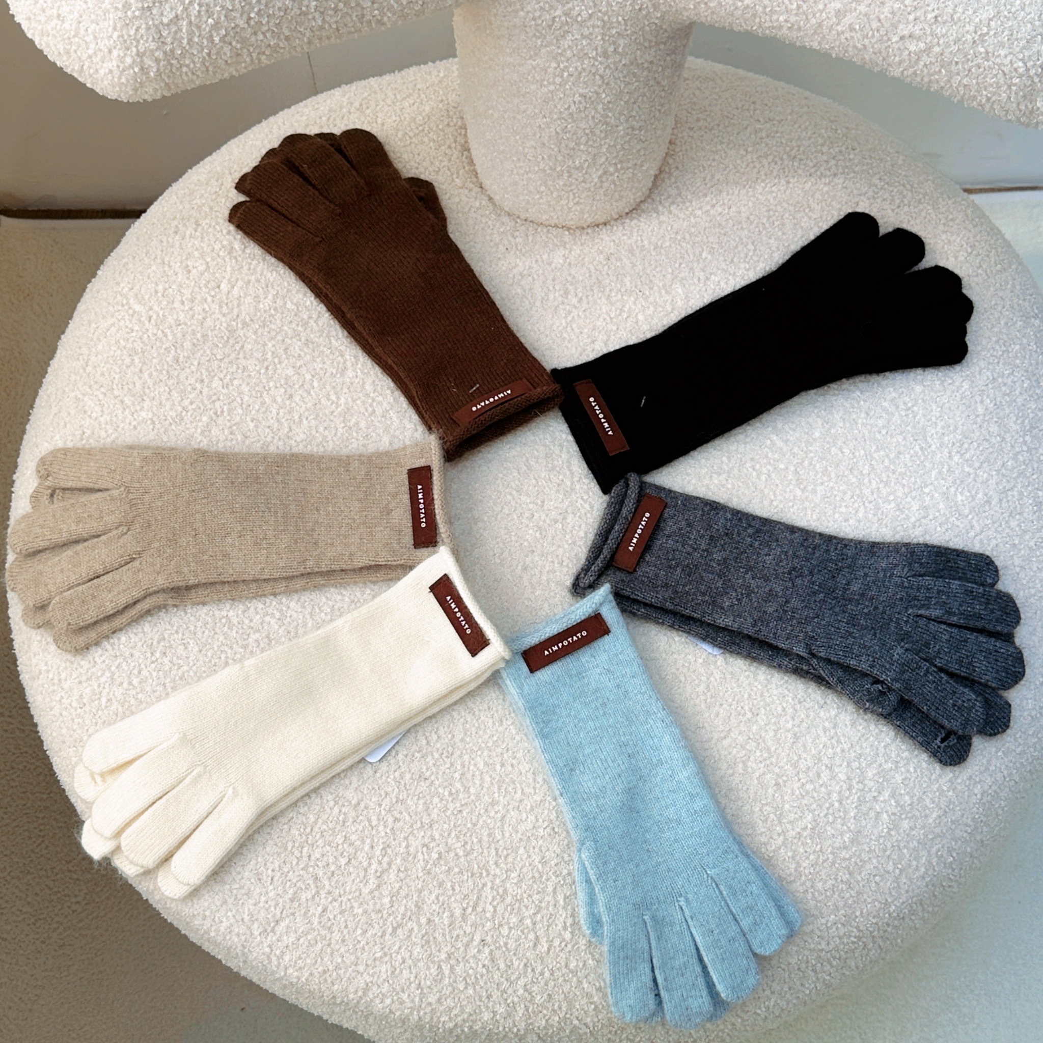 可觸控100%純羊絨針織手套/六色