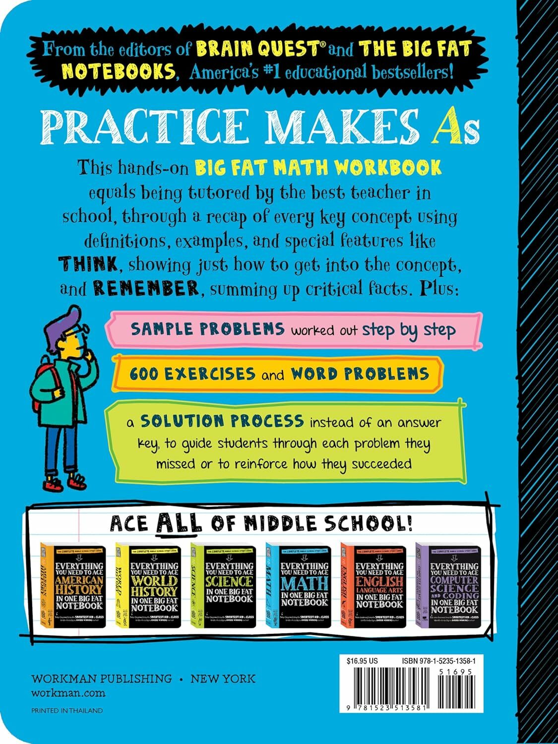 The Big Fat Middle School Math Workbook: 600 Math Practice Exercises