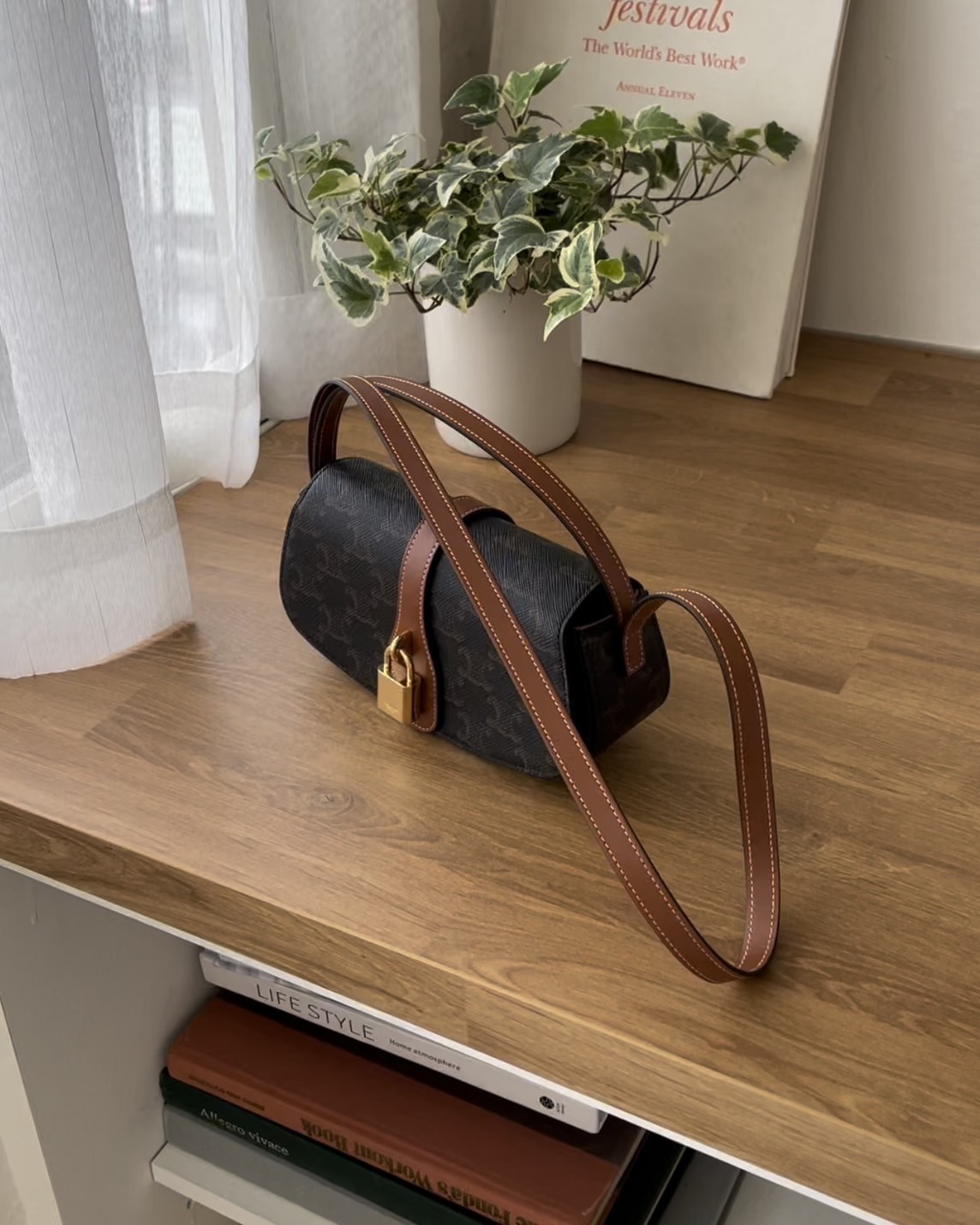 CELINE｜TABOU 鎖頭腋下包 深老花