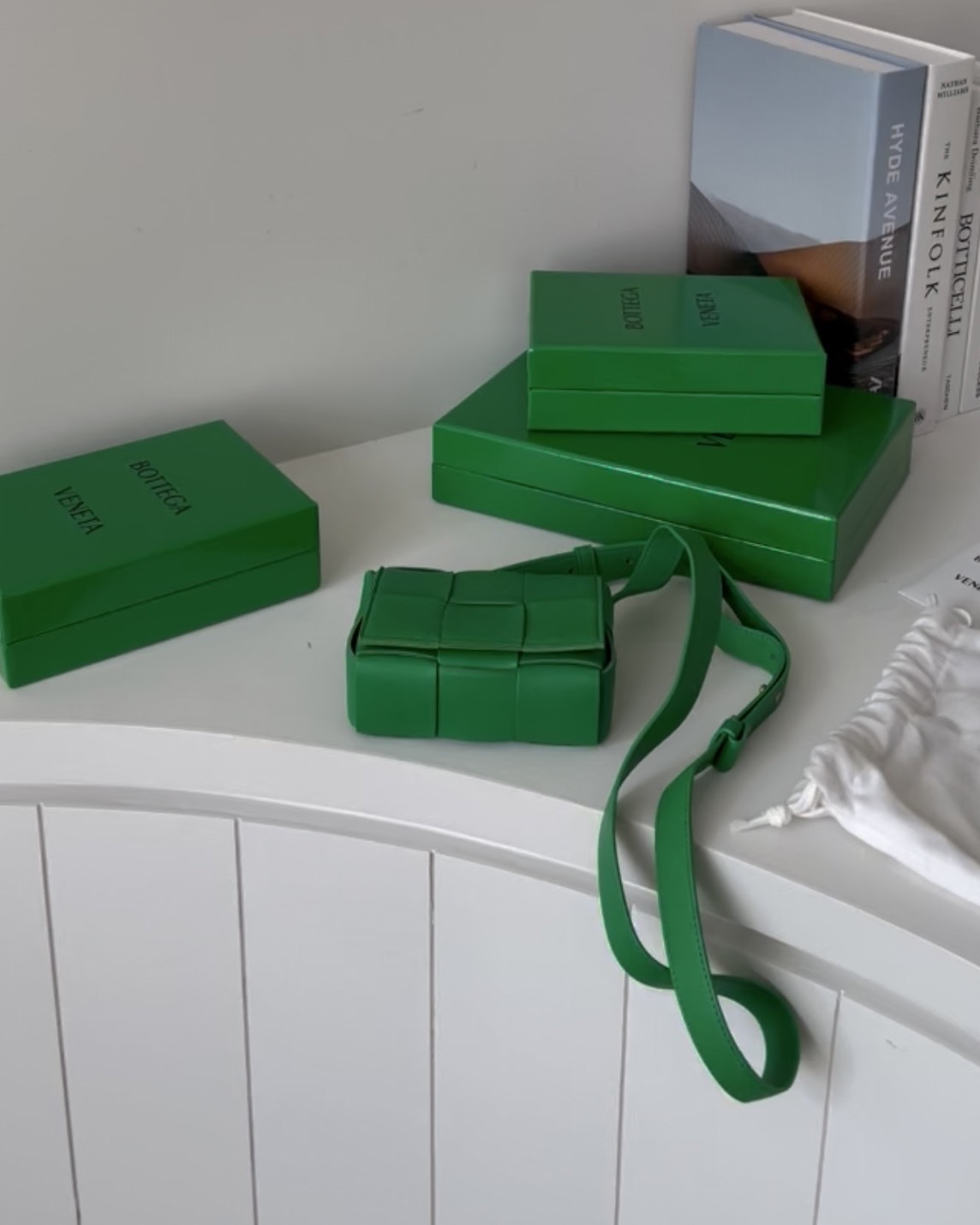 BV｜6格羊皮霧面迷你卡帶包 綠色