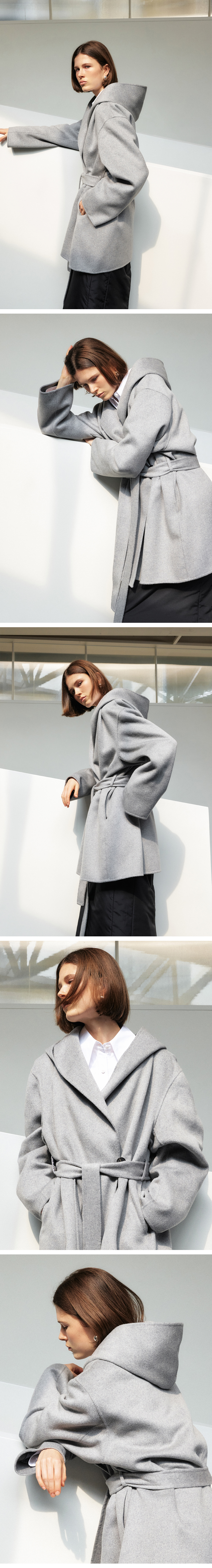 手工羊絨連帽大衣