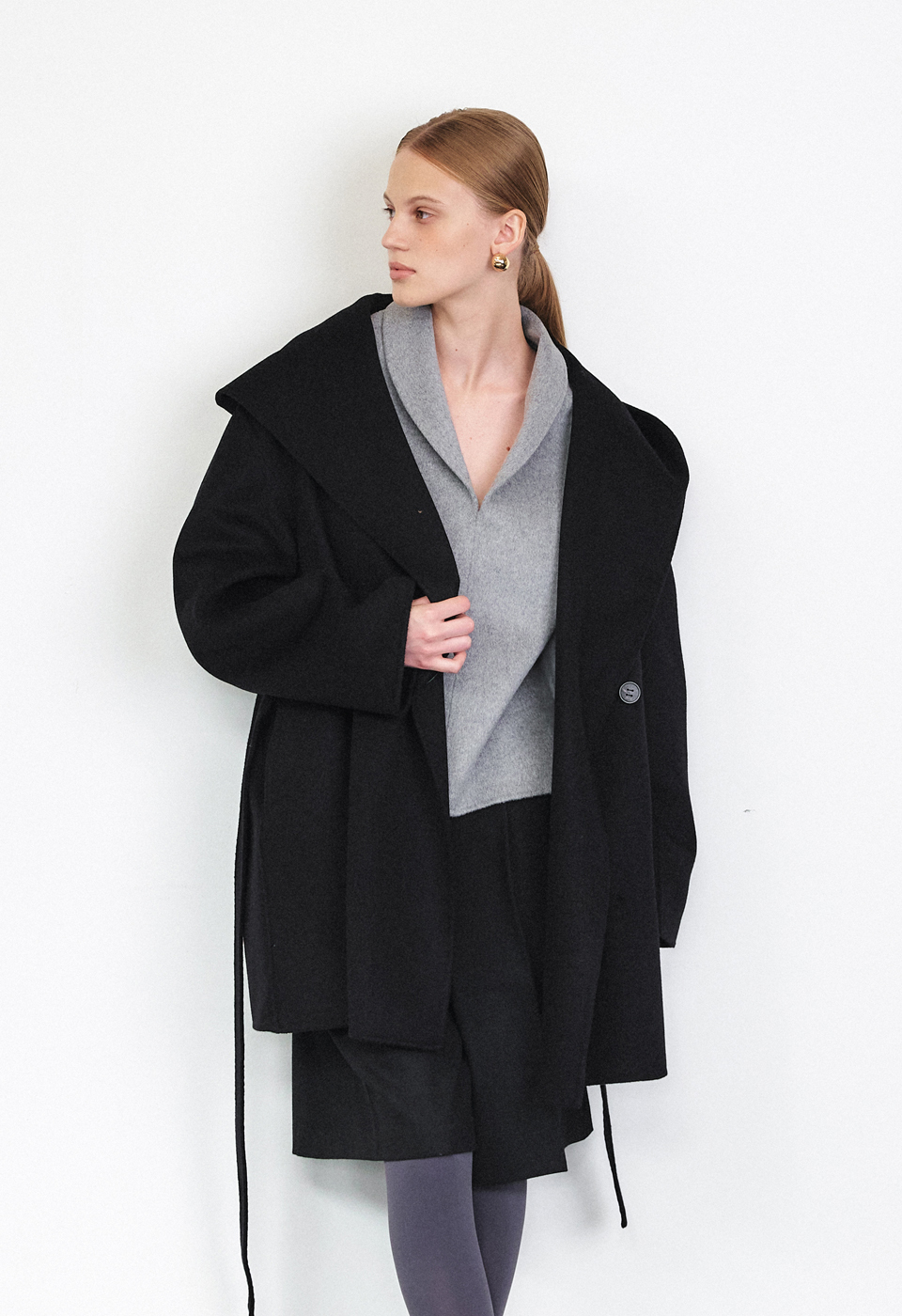 手工羊絨連帽大衣