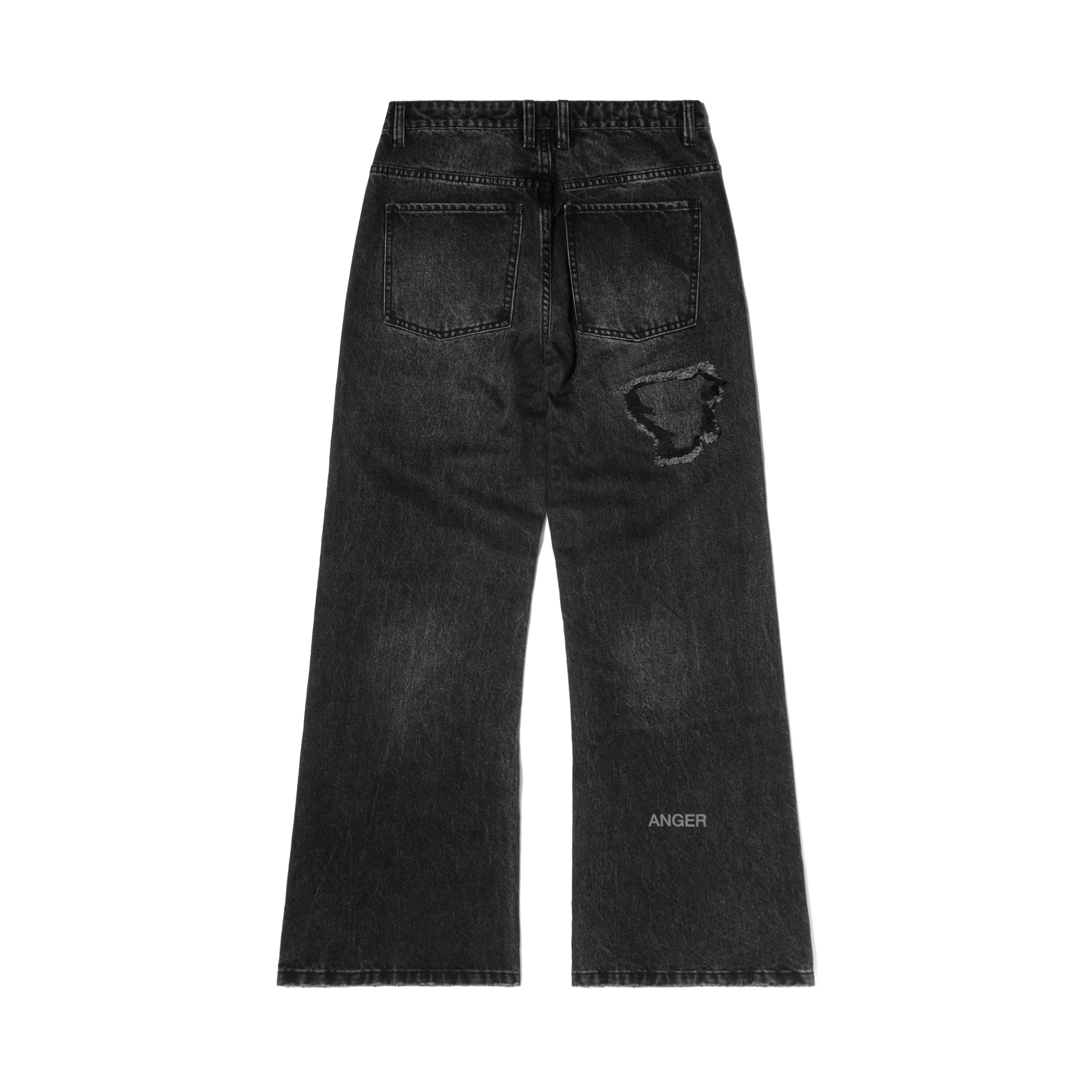 Wall of Sound - WA09-“ANGER” Patch Denim Pants - Fade Black
