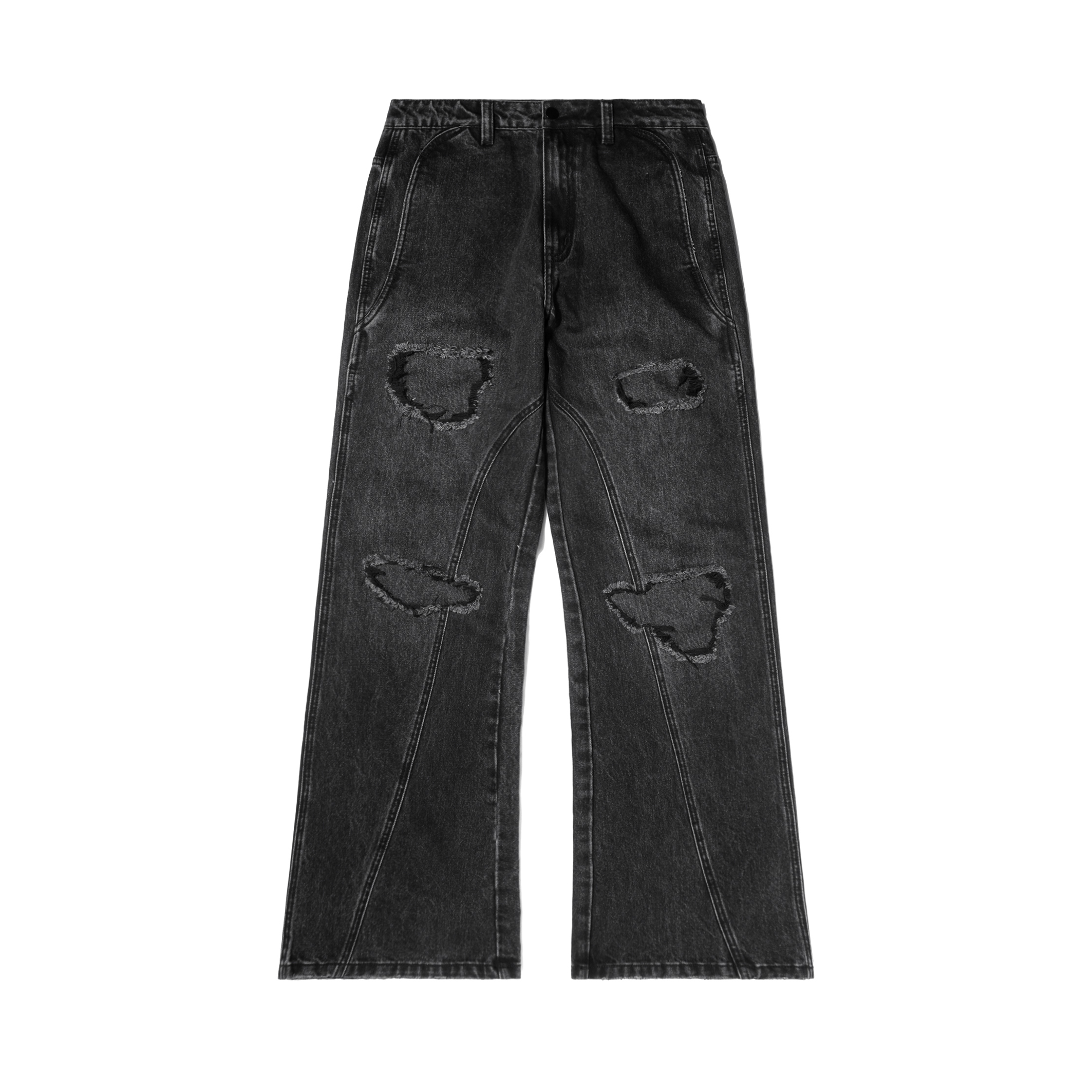 Wall of Sound - WA09-“ANGER” Patch Denim Pants - Fade Black