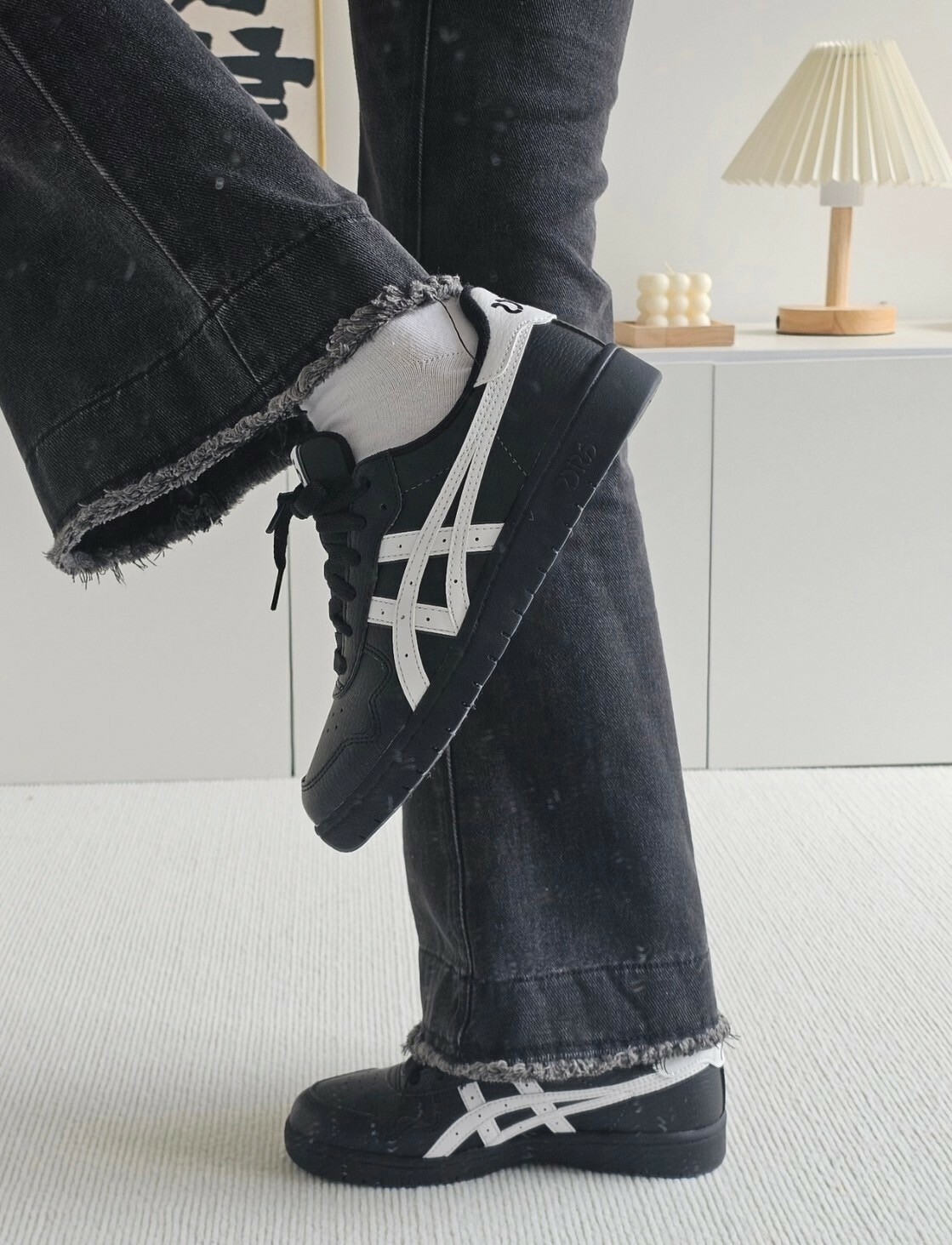 ASICS JAPAN S 黑白 全黑 黑武士 荔枝皮革 復古 男女鞋