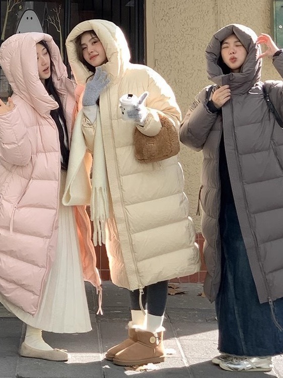 ᴷᴼᴿᴱᴬ 正韓🇰🇷俏皮保暖長款連帽羽絨大衣外套（四色）