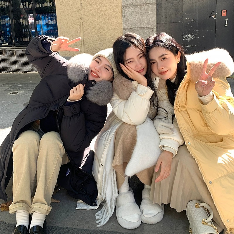 ᴷᴼᴿᴱᴬ 正韓🇰🇷冬季時尚狐狸毛領中長款羽絨大衣(三色)
