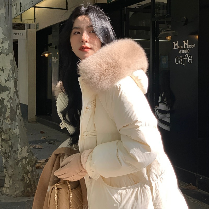 ᴷᴼᴿᴱᴬ 正韓🇰🇷冬季時尚狐狸毛領中長款羽絨大衣(三色)