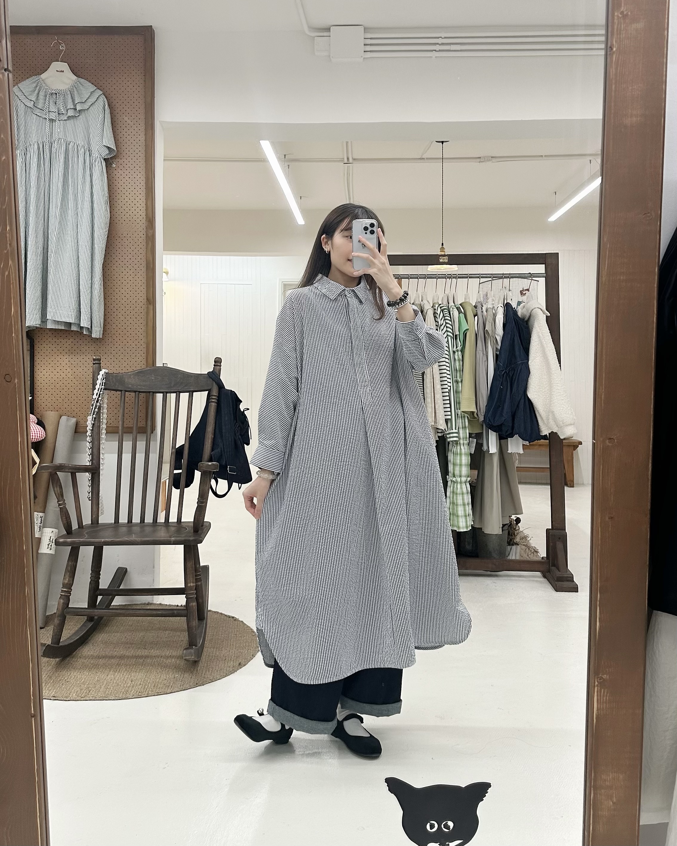 凹凸半開直間小領Onepiece