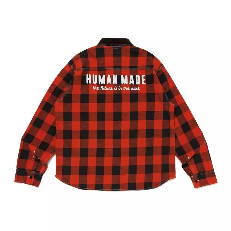 2024AW HUMAN MADE SCOUT SHIRT 北極熊 拼接 丹寧 格紋 長袖 襯衫 現貨