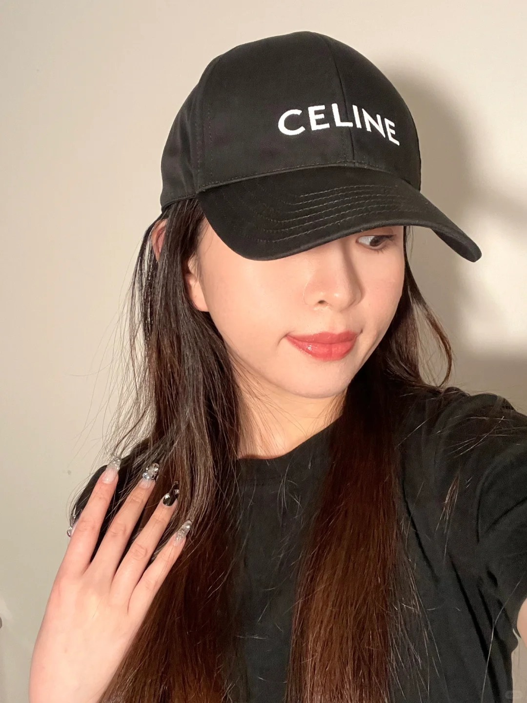 Celine Logo刺繡老帽 黑