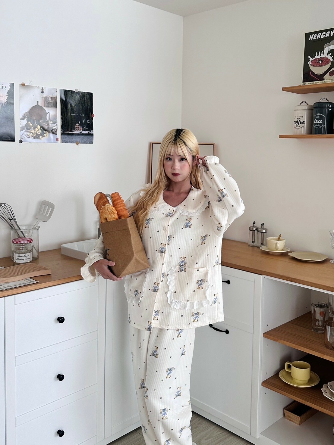 蝴蝶結泰迪🧸兩件式睡衣（空氣夾棉）