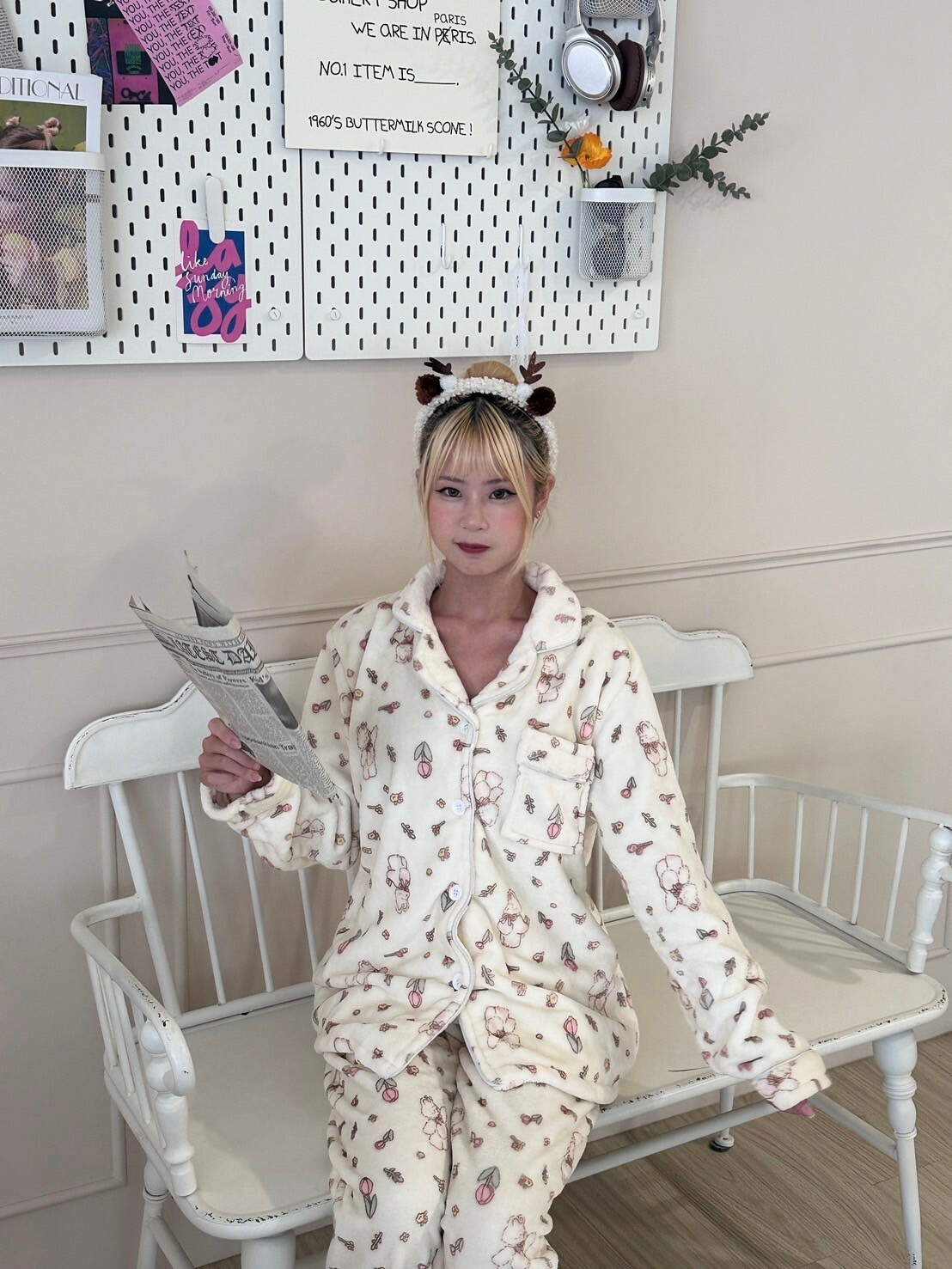 鬱金香小兔🐰兩件式睡衣(法蘭絨毛)