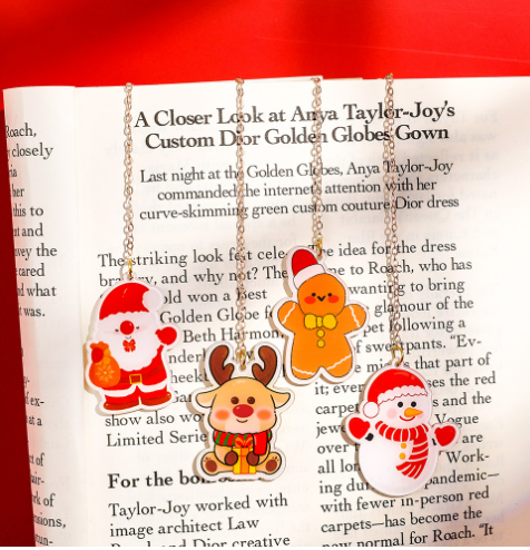 xmas 圣诞吊坠链条书签   随机