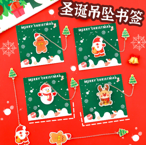 xmas 圣诞吊坠链条书签   随机