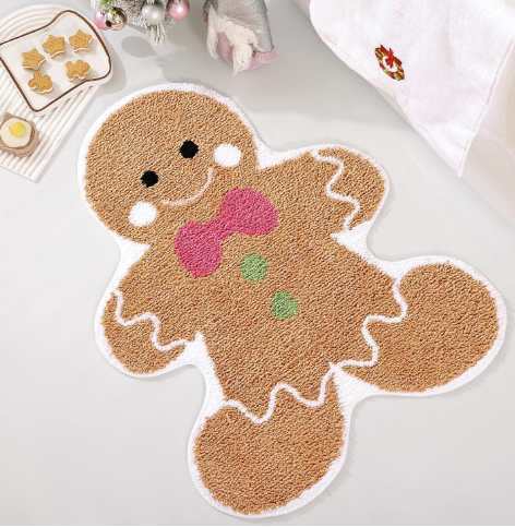 xmas 仿羊绒 点塑底 圣诞地毯40*60cm 仿羊绒 点塑底