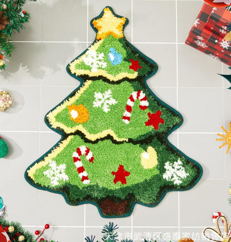 xmas 仿羊绒 点塑底 圣诞地毯40*60cm 仿羊绒 点塑底