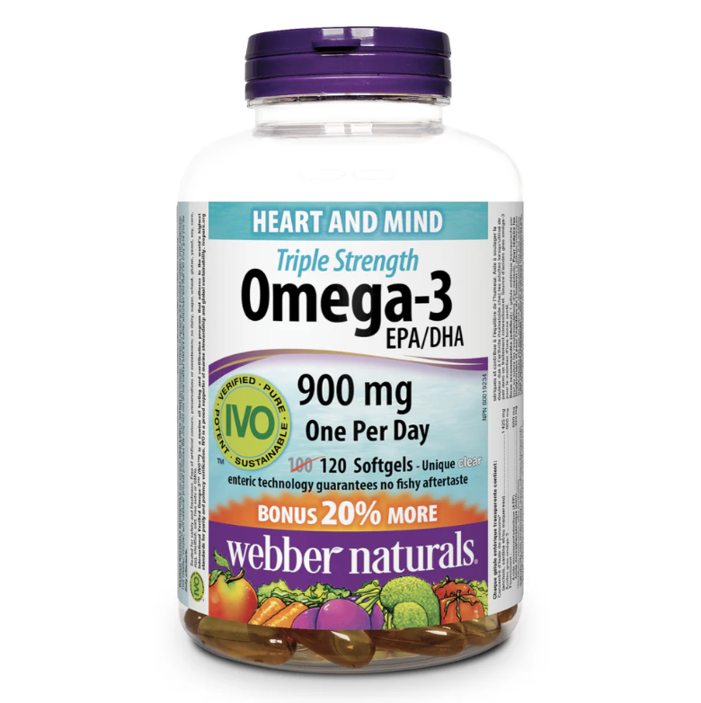 Webber Naturals - Triple Strength Omega 3 (900 mg EPA/DHA), 120 Softgels