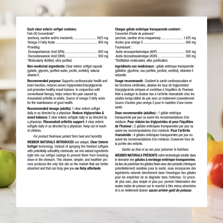 Webber Naturals - Triple Strength Omega 3 (900 mg EPA/DHA), 120 Softgels