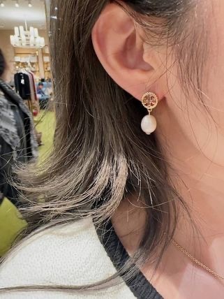 Tory Burch Drop Natural Pearl耳環純天然珍珠