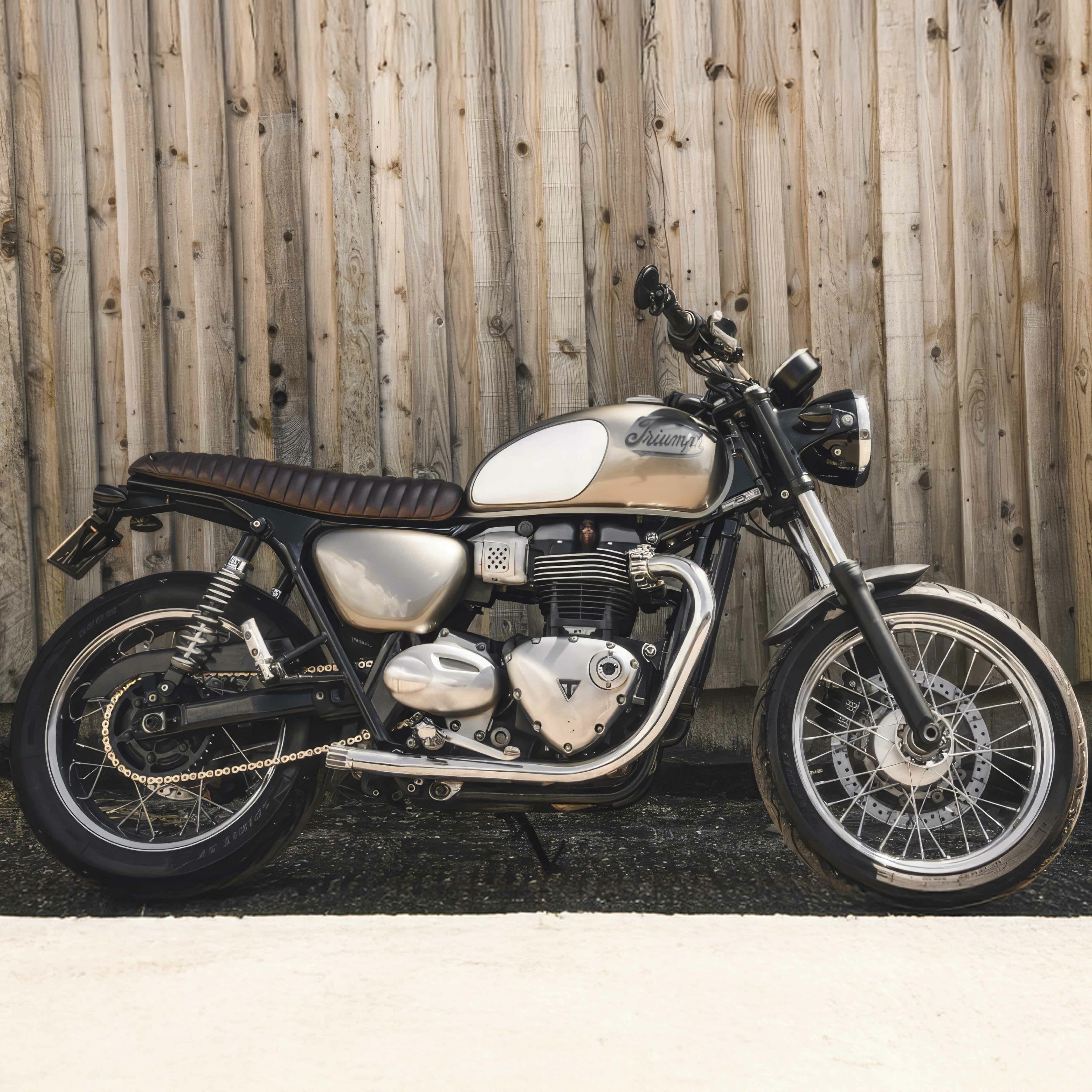 Motone 水冷凱旋專用 雙座 椅墊 橫條紋 - 深咖啡