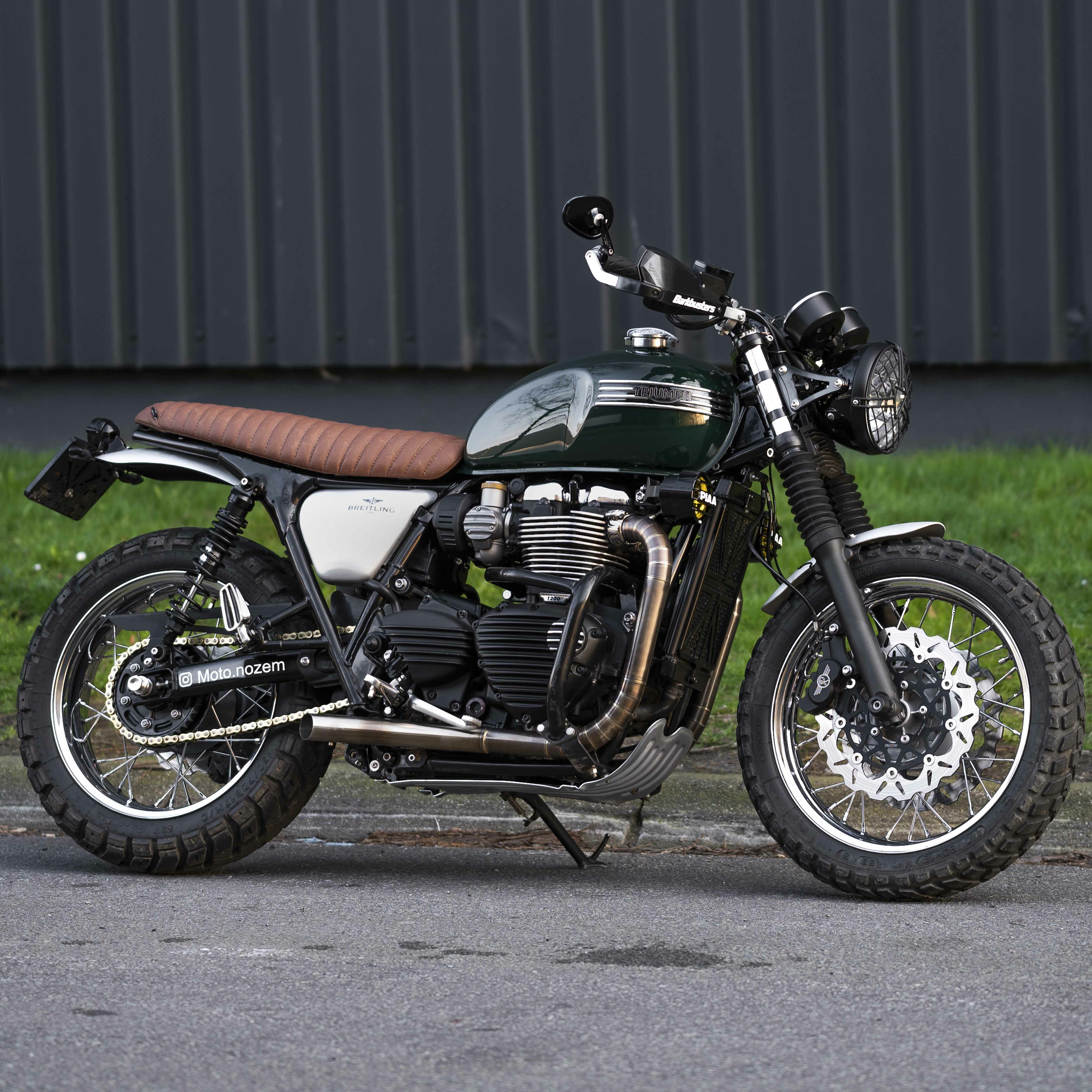 Motone 水冷凱旋專用 雙座椅墊 橫條紋 - 淺咖啡