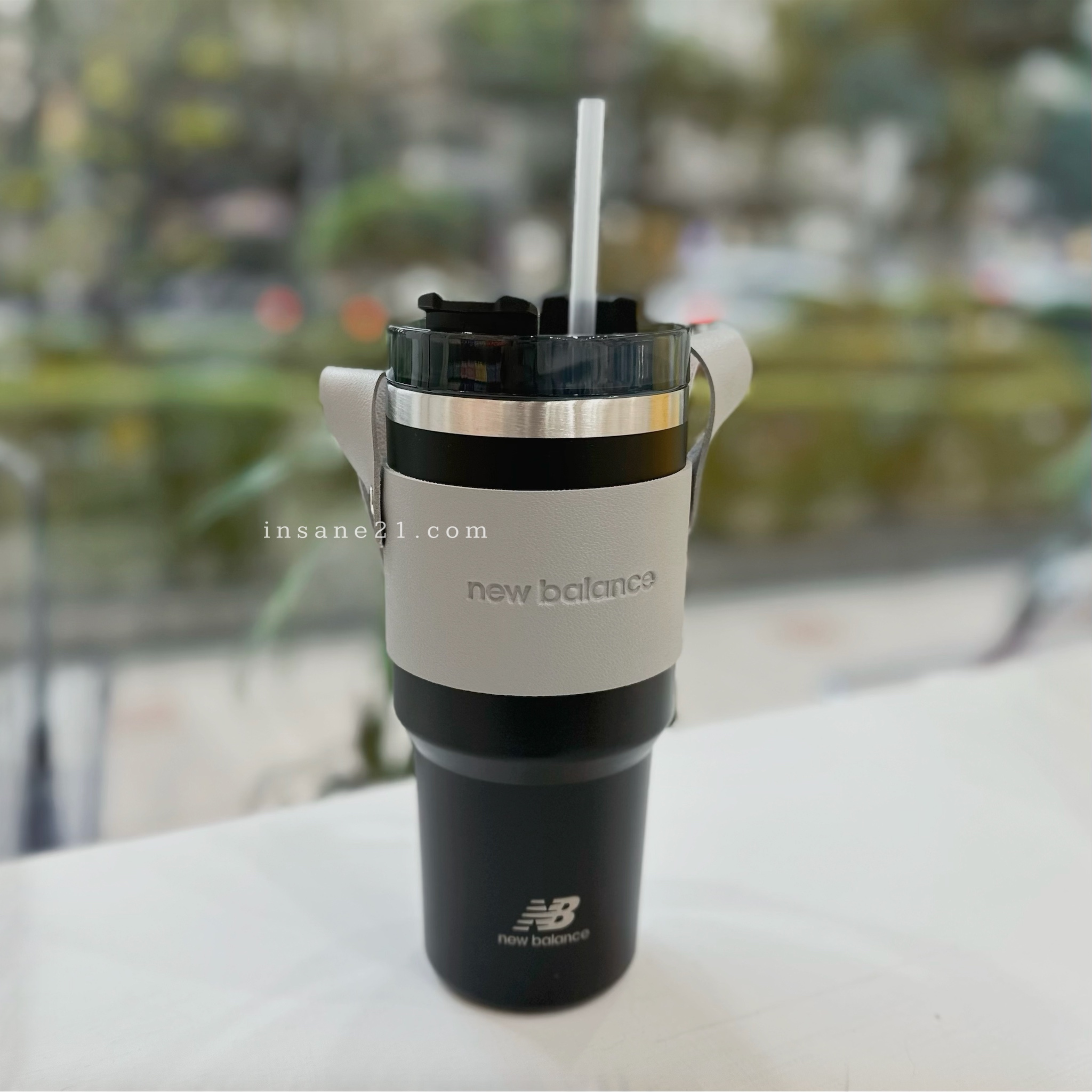 NEW BALANCE NB 隨行 保溫杯 冰霸杯 不銹鋼 含杯套 灰黑