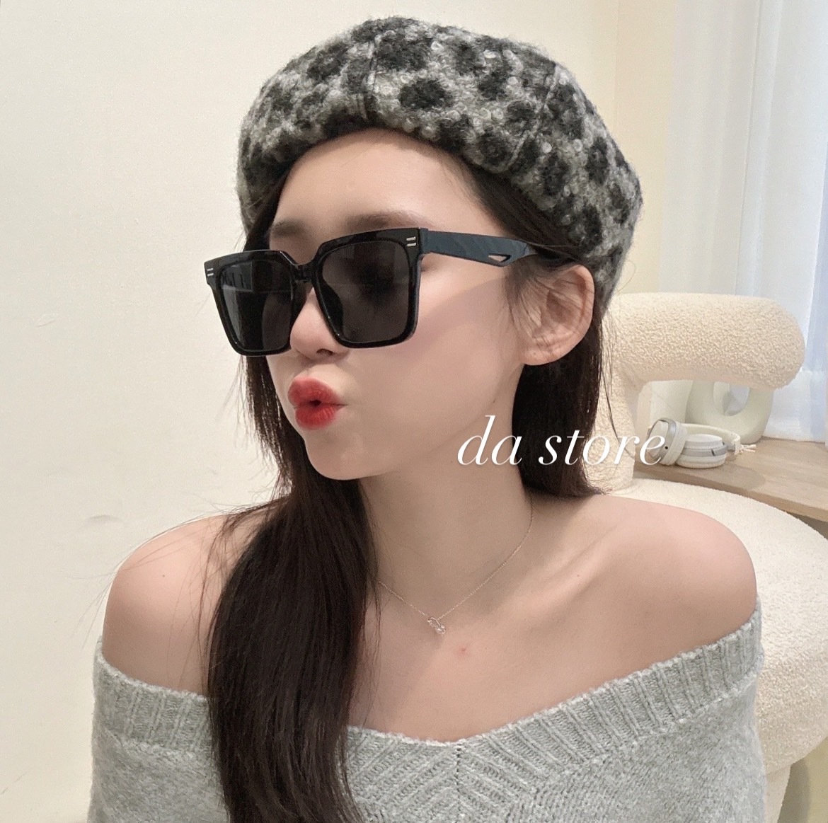 QQ毛豹紋貝雷帽/二色