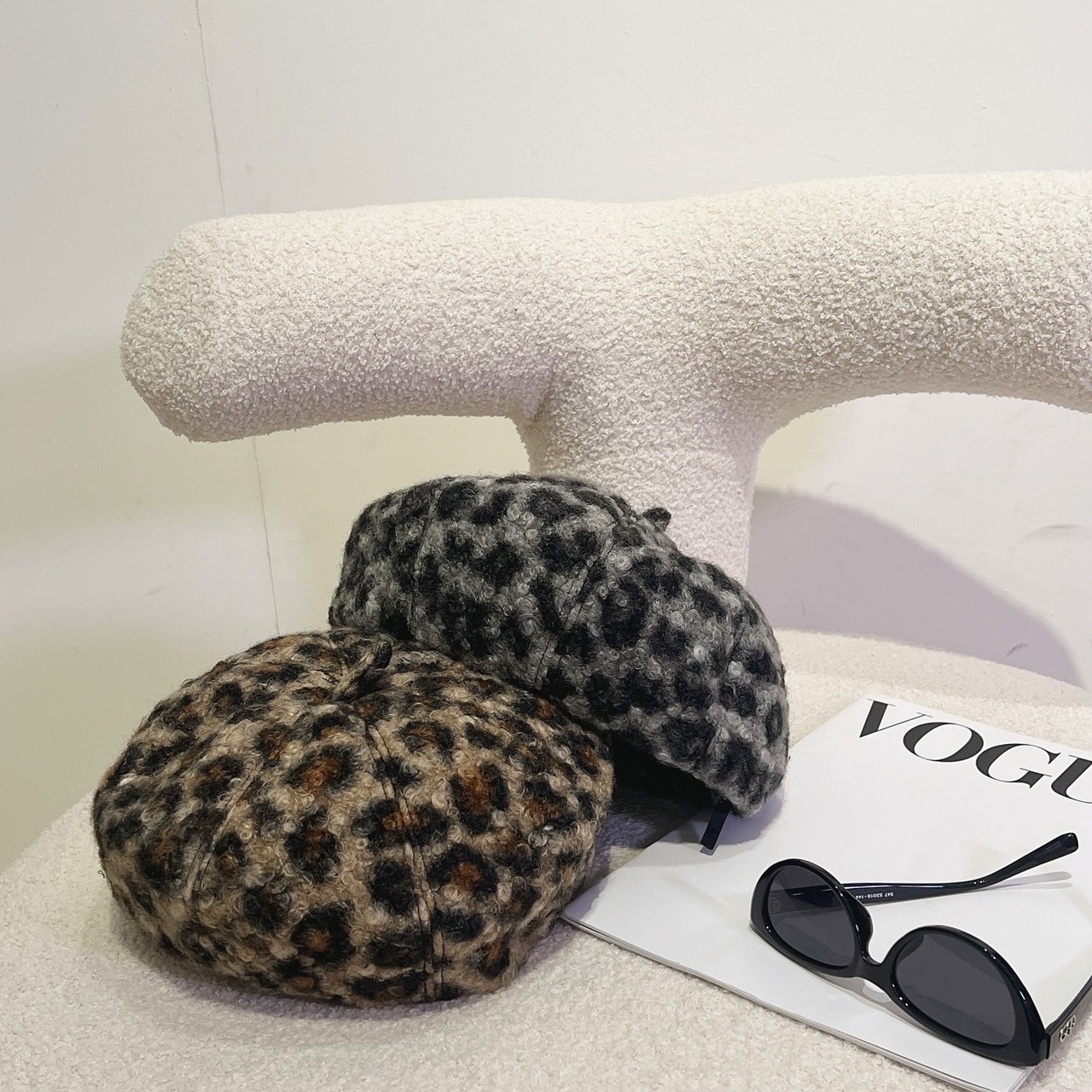 QQ毛豹紋貝雷帽/二色