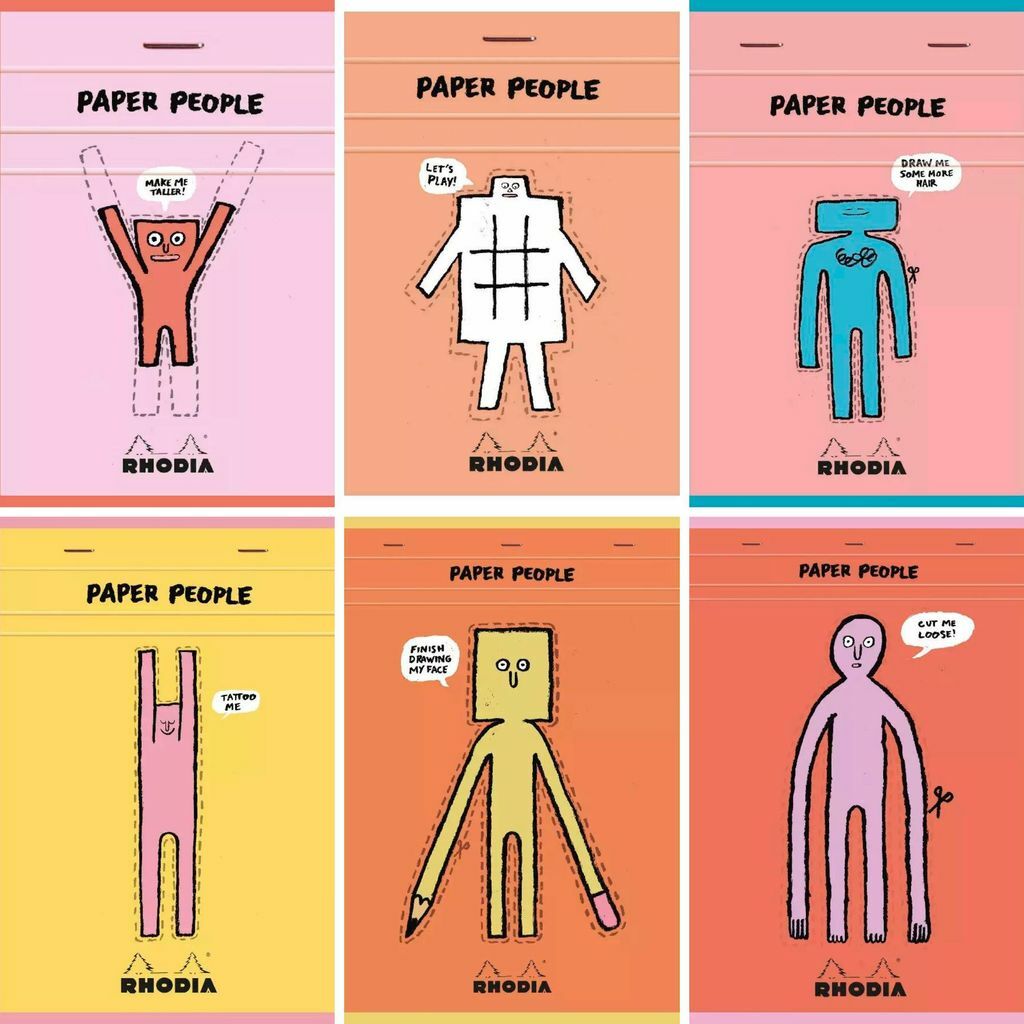 RHODIA x Jean Jullien 紙片人 6入貼紙組｜法國 Rhodia