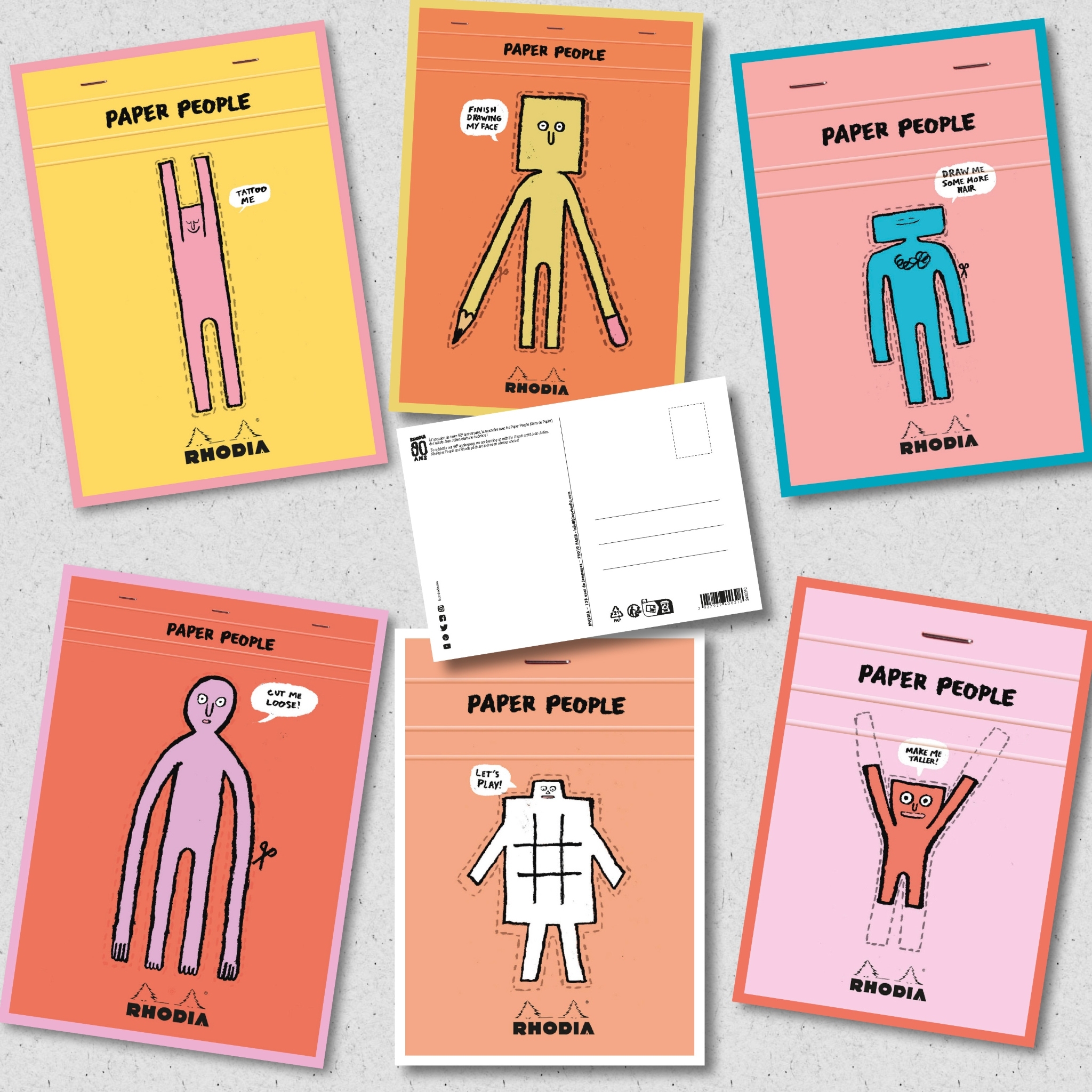 RHODIA x Jean Jullien 紙片人  6入明信片｜法國 Rhodia