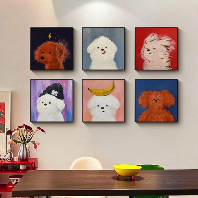 《11300》♾️毛髮亂亂的狗狗裝飾畫(皆黑框)