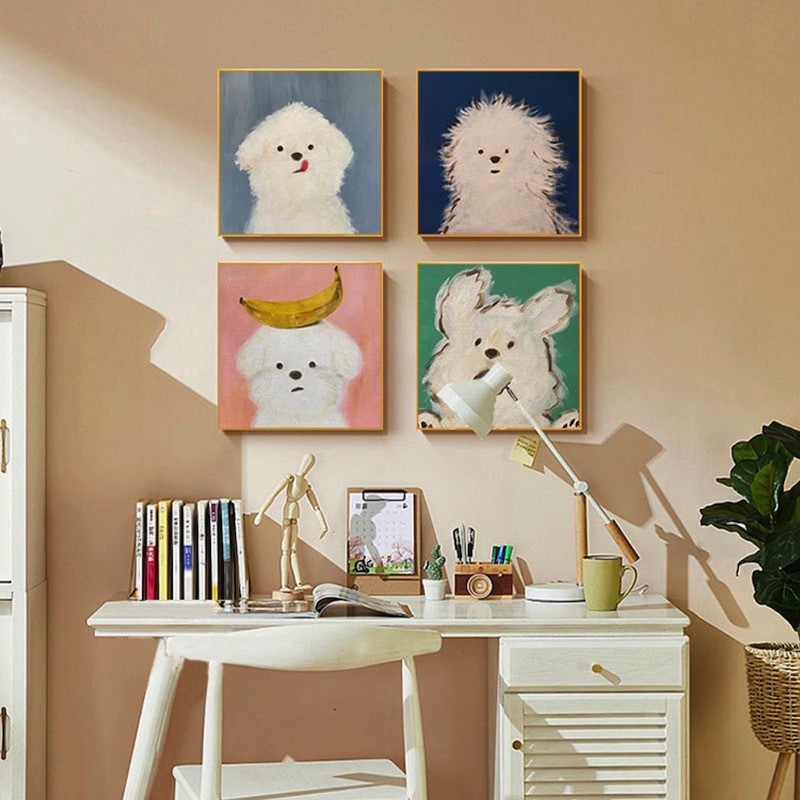 《11300》♾️毛髮亂亂的狗狗裝飾畫(皆黑框)