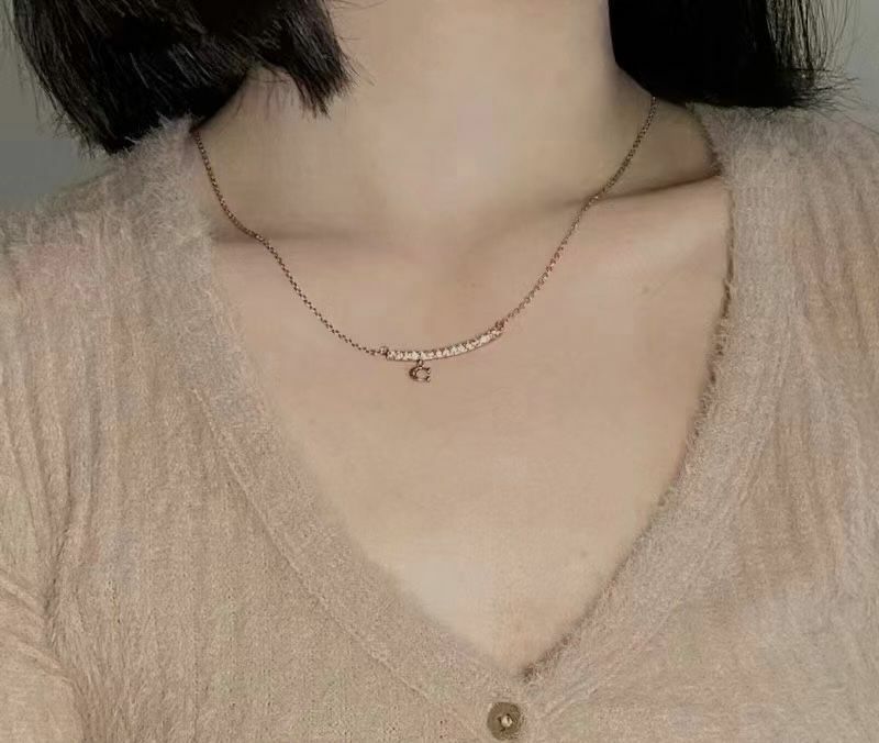 【預購】COACH Pave Bar G112990 頸鏈 (玫瑰金)